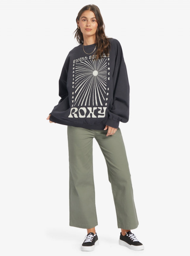 Roxy Lineup Oversized Crew Neck Hoodie | 08759-QXDP