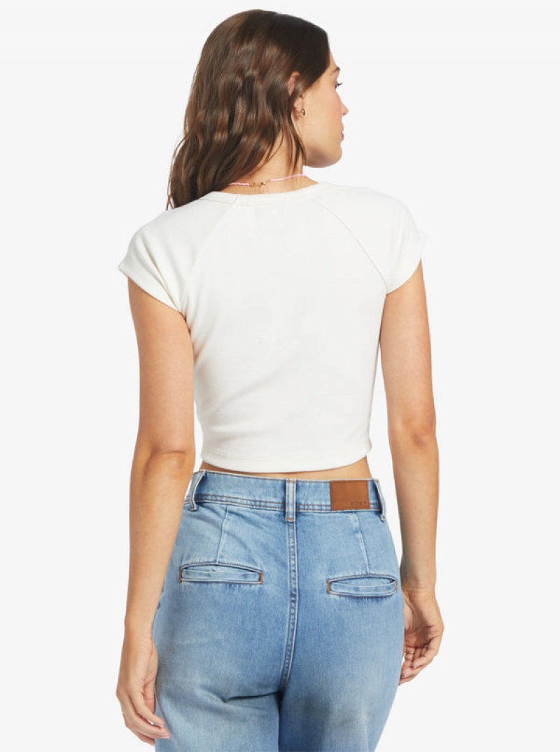 Roxy Paradise Bound Crop Ribbed T-shirts | 93615-KOJI