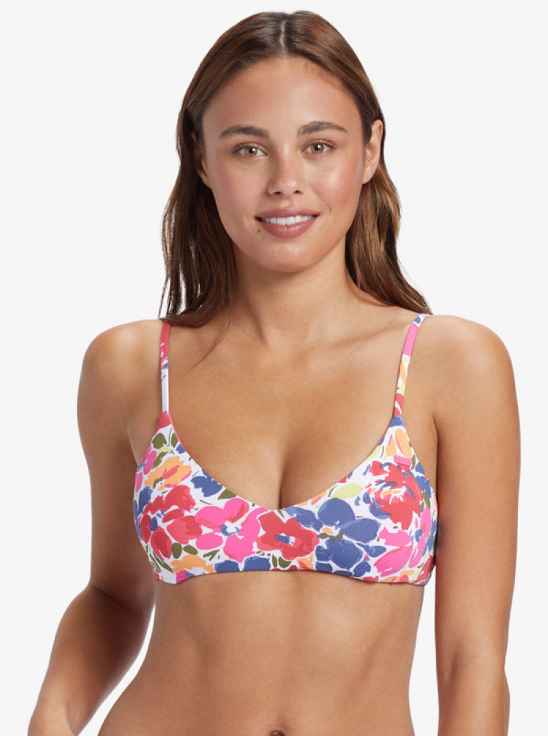 Roxy Printed Beach Classics Athletic Triangle Bikini Tops | 27168-OKWT