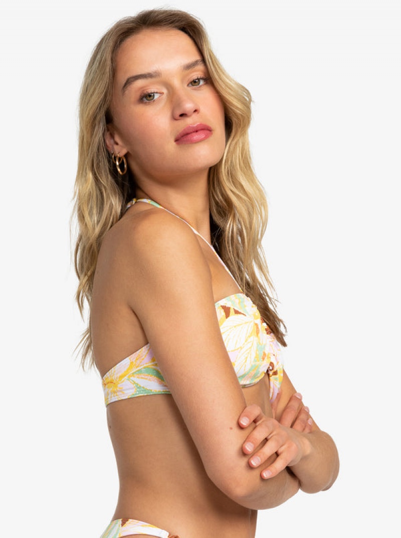 Roxy Printed Beach Classics Fashion Triangle Bikini Tops | 46128-DFXR