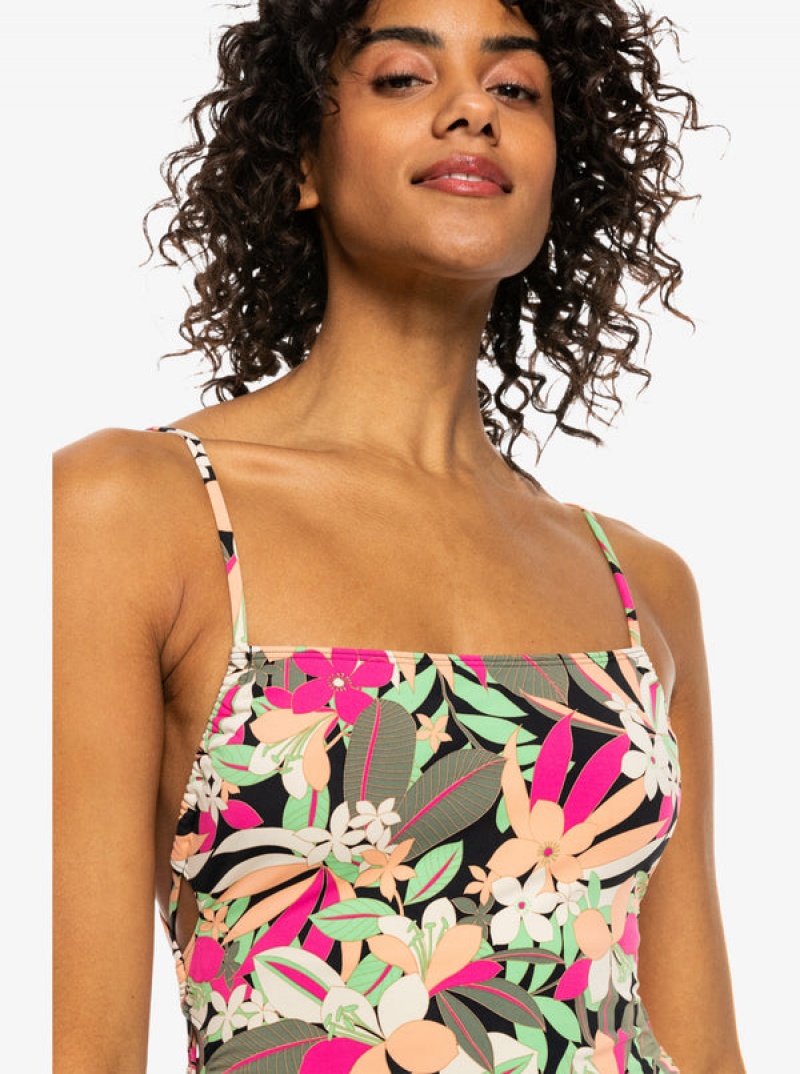 Roxy Printed Beach Classics Lace Up One-Piece Swimsuits | 75140-PCHG