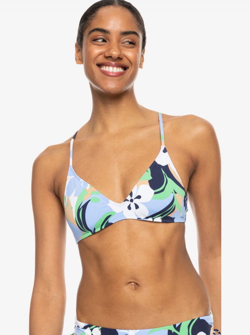 Roxy Printed Beach Classics Strappy Bra Bikini Tops | 24069-WVKP