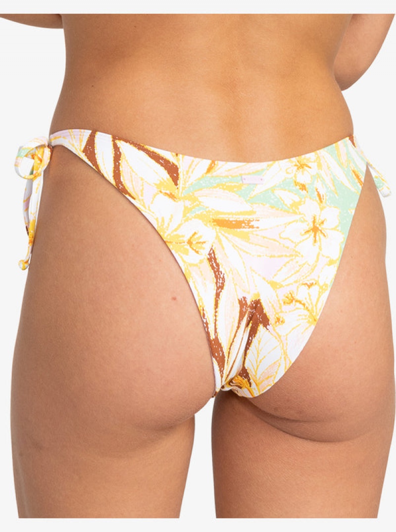 Roxy Printed Beach Classics Tie Side High Leg Cheeky Bikini Bottoms | 01857-AFUW