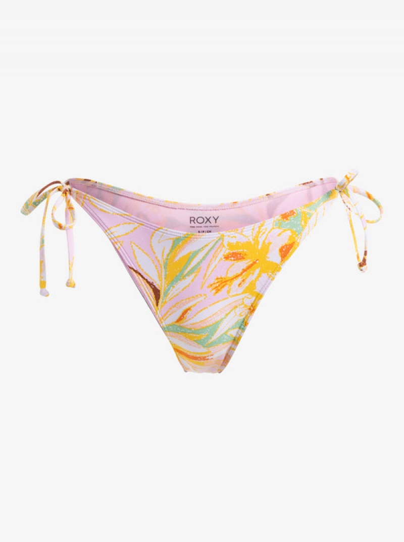 Roxy Printed Beach Classics Tie Side High Leg Cheeky Bikini Bottoms | 01857-AFUW