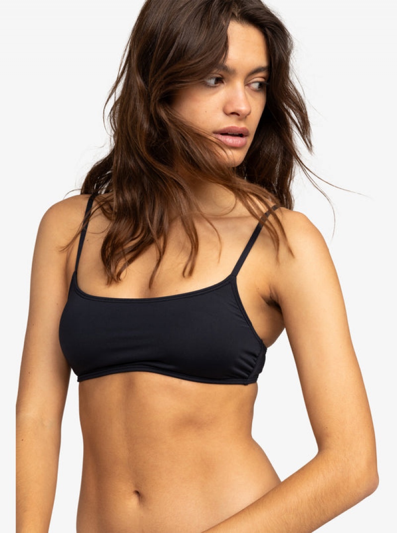 Roxy Solid Beach Classics Bralette Bikini Tops | 20873-WTBK