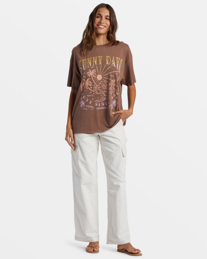 Roxy Sunny Days Oversized Boyfriend T-shirts | 85026-HAMV