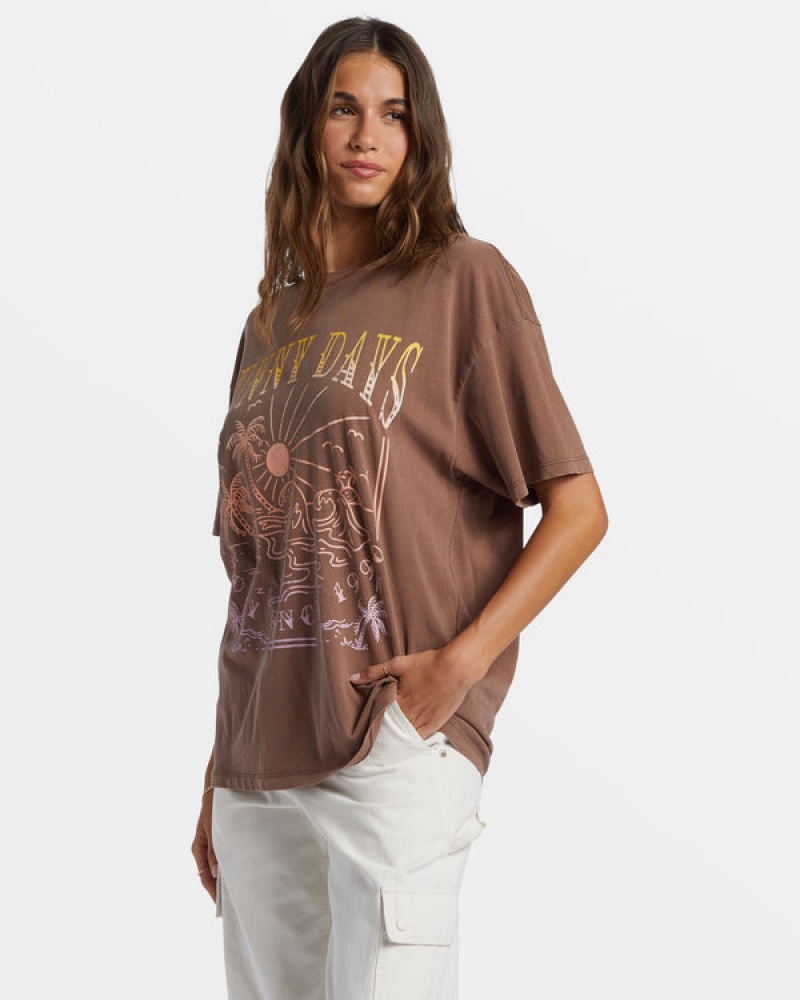 Roxy Sunny Days Oversized Boyfriend T-shirts | 85026-HAMV