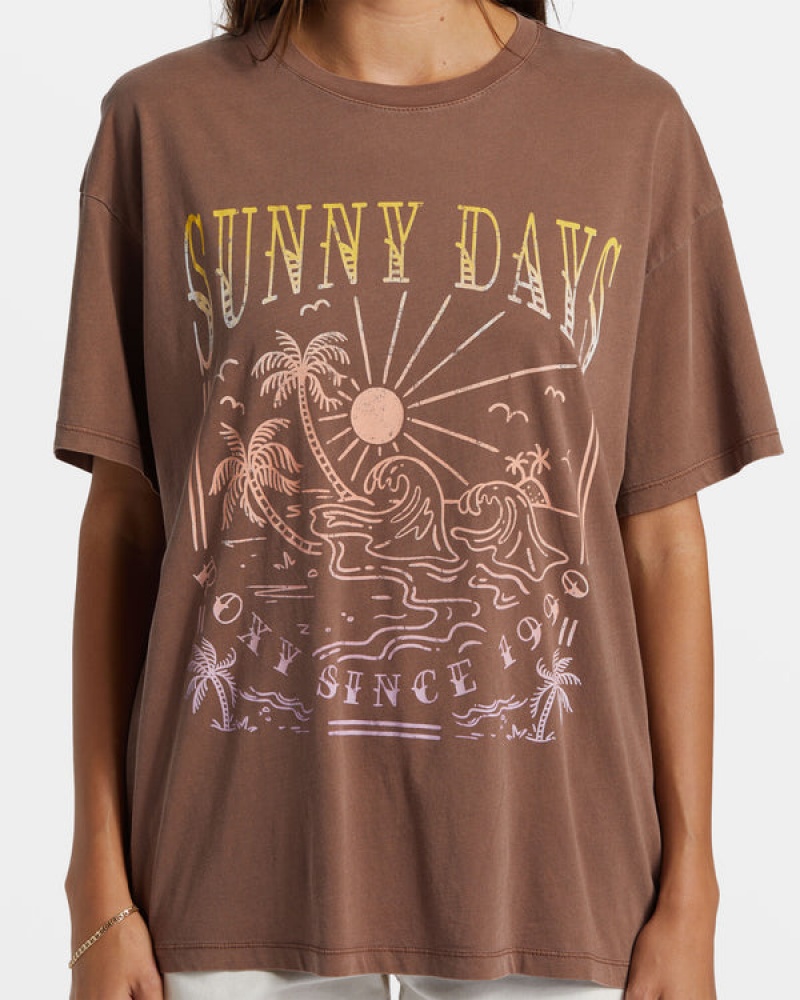 Roxy Sunny Days Oversized Boyfriend T-shirts | 85026-HAMV