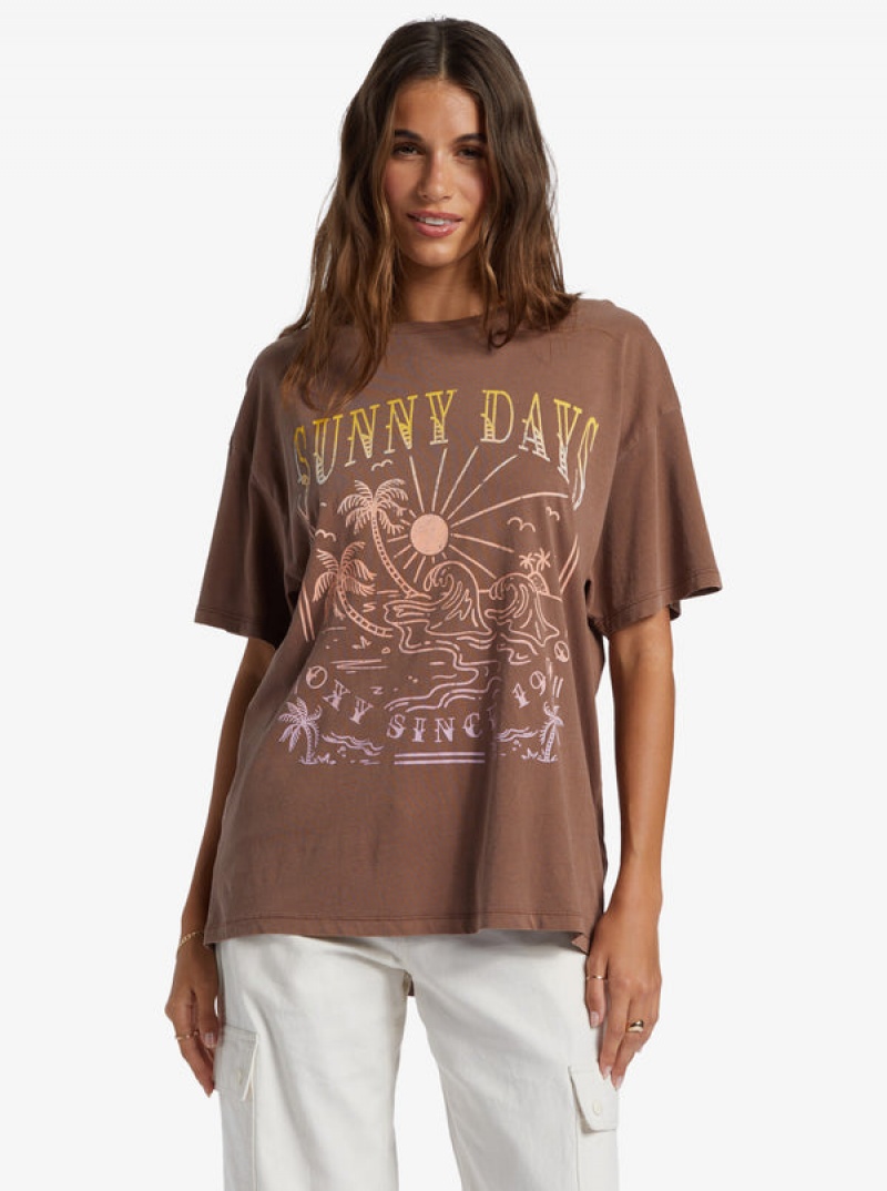 Roxy Sunny Days Oversized Boyfriend T-shirts | 85026-HAMV