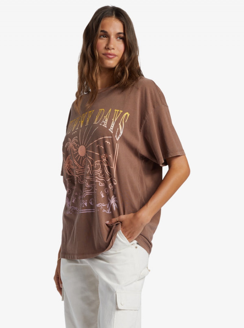 Roxy Sunny Days Oversized Boyfriend T-shirts | 85026-HAMV