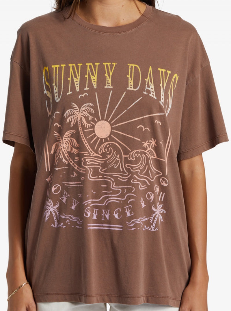 Roxy Sunny Days Oversized Boyfriend T-shirts | 85026-HAMV