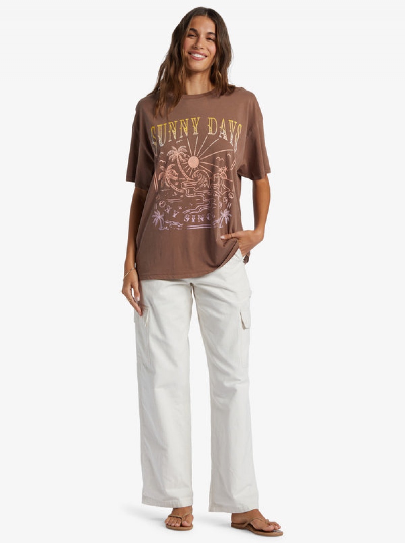 Roxy Sunny Days Oversized Boyfriend T-shirts | 85026-HAMV