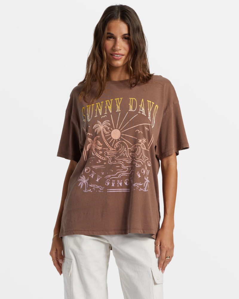 Roxy Sunny Days Oversized Boyfriend T-shirts | 85026-HAMV