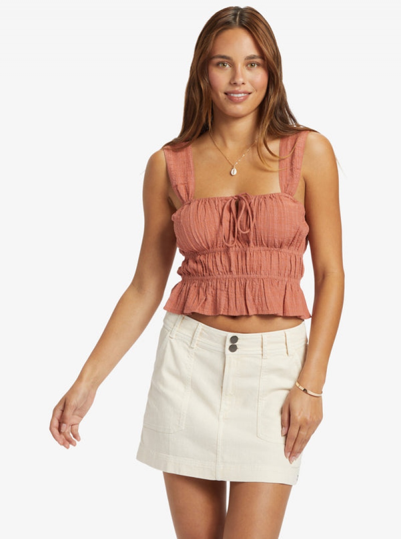 Roxy Sunset Mist Ruched Tops | 27964-DFEK