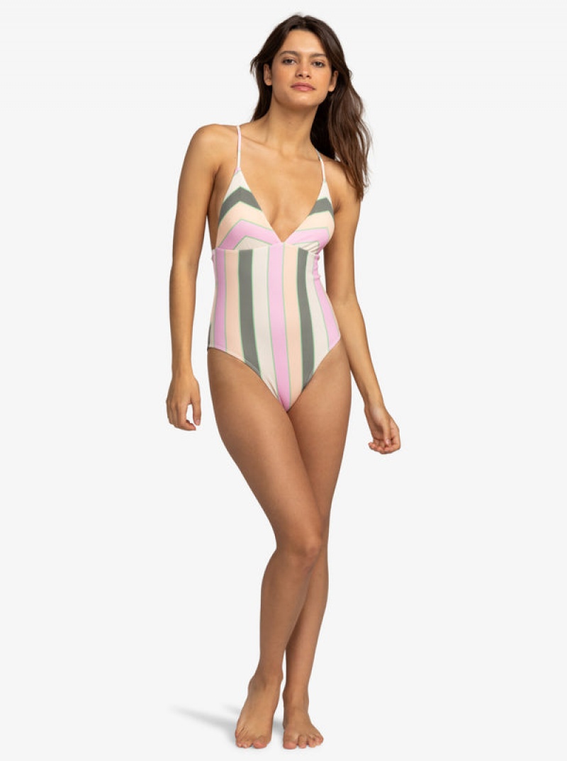 Roxy Vista Stripe One-Piece Swimsuits | 68549-KDCW