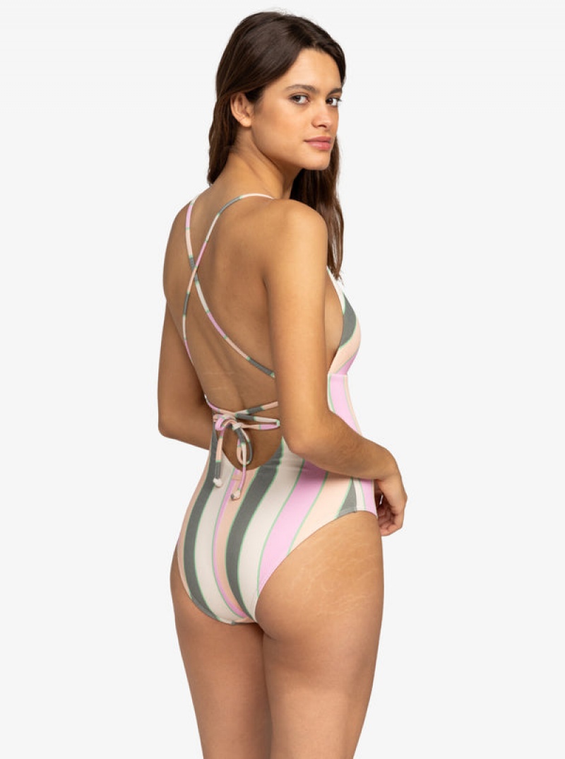 Roxy Vista Stripe One-Piece Swimsuits | 68549-KDCW