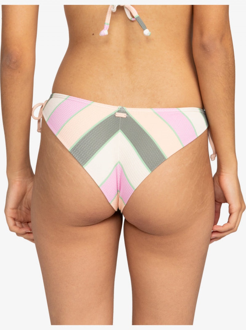 Roxy Vista Stripe Tie Side Cheeky Bikini Bottoms | 60538-VNDR