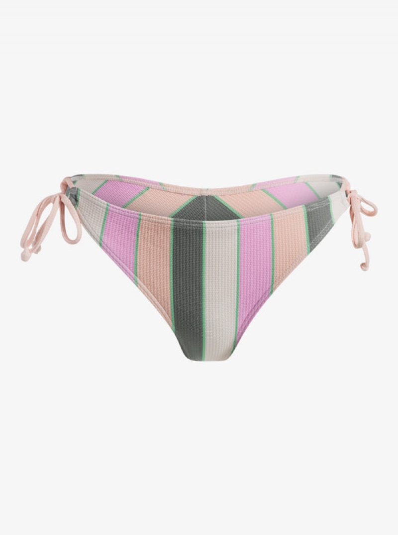 Roxy Vista Stripe Tie Side Cheeky Bikini Bottoms | 60538-VNDR