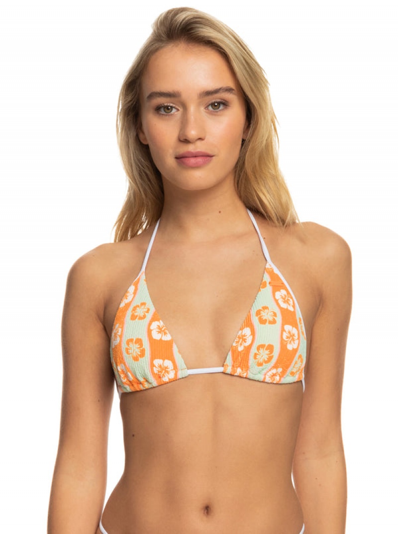 Roxy Wavy Babe Tiki Tri Bikini Tops | 25614-XOTY