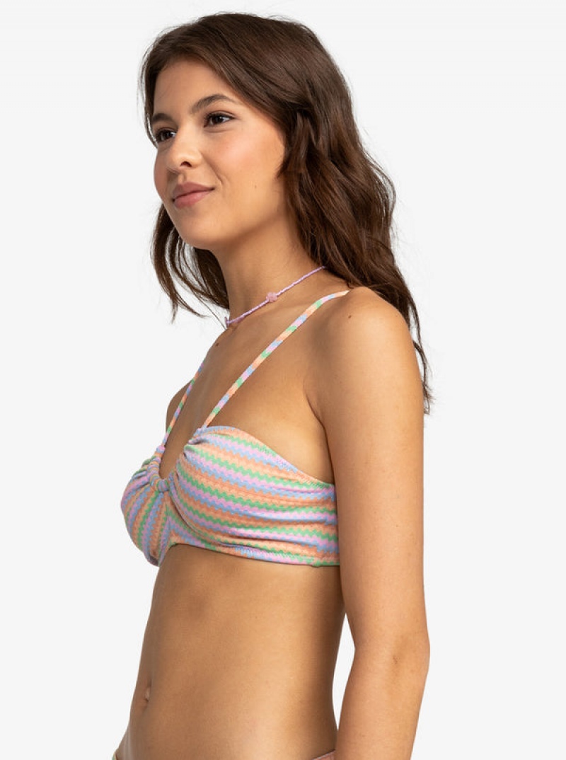 Roxy Wavy Stripe Fashion Bralette Bikini Tops | 15634-USWK