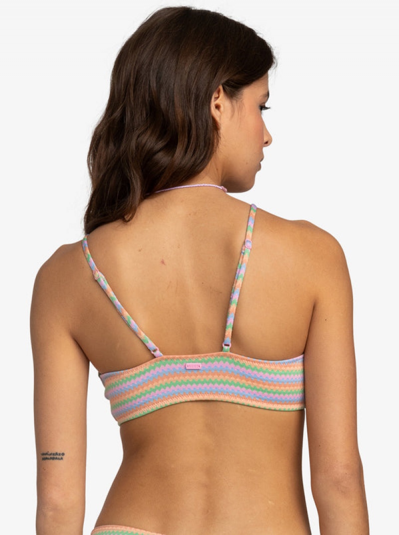 Roxy Wavy Stripe Fashion Bralette Bikini Tops | 15634-USWK