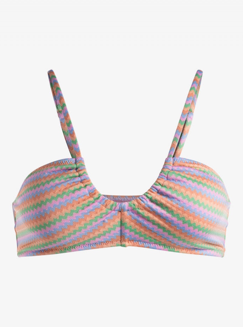 Roxy Wavy Stripe Fashion Bralette Bikini Tops | 15634-USWK