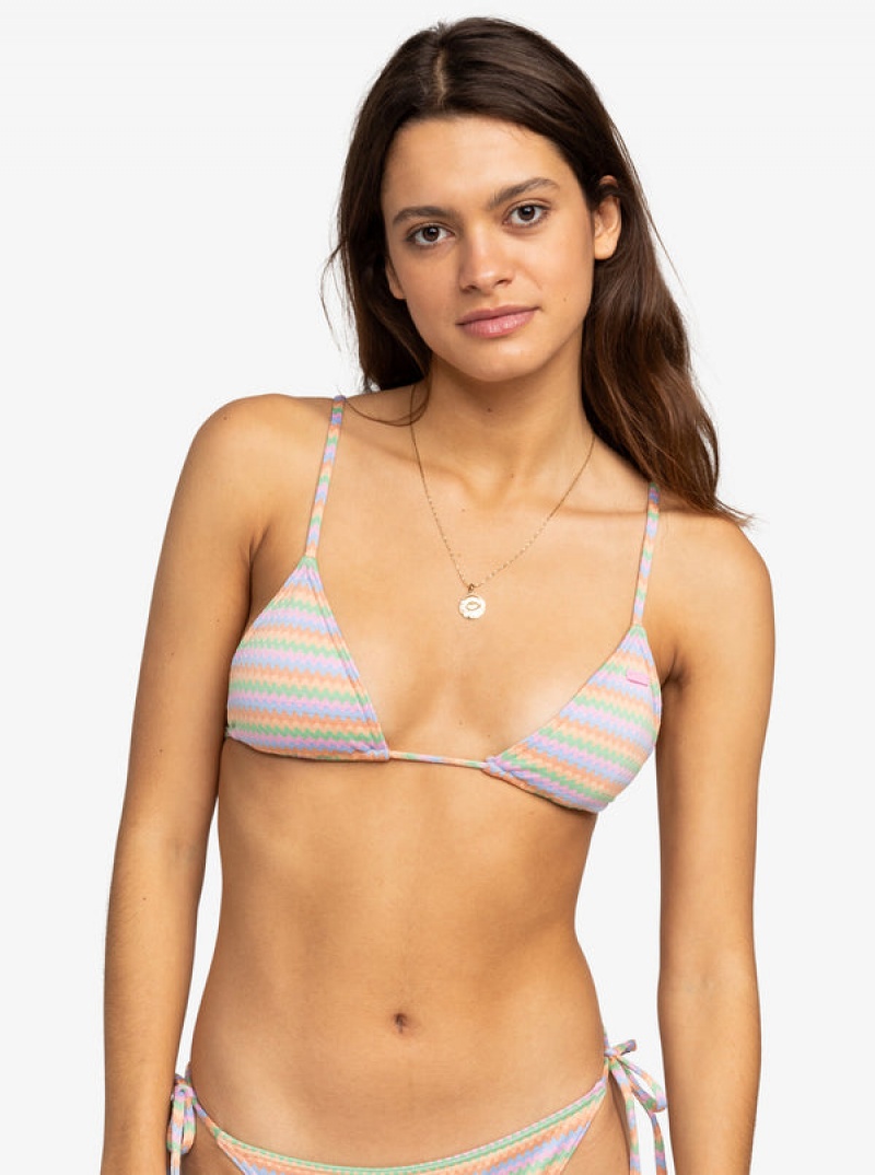 Roxy Wavy Stripe Mini Tiki Triangle Bikini Tops | 38206-ENCK