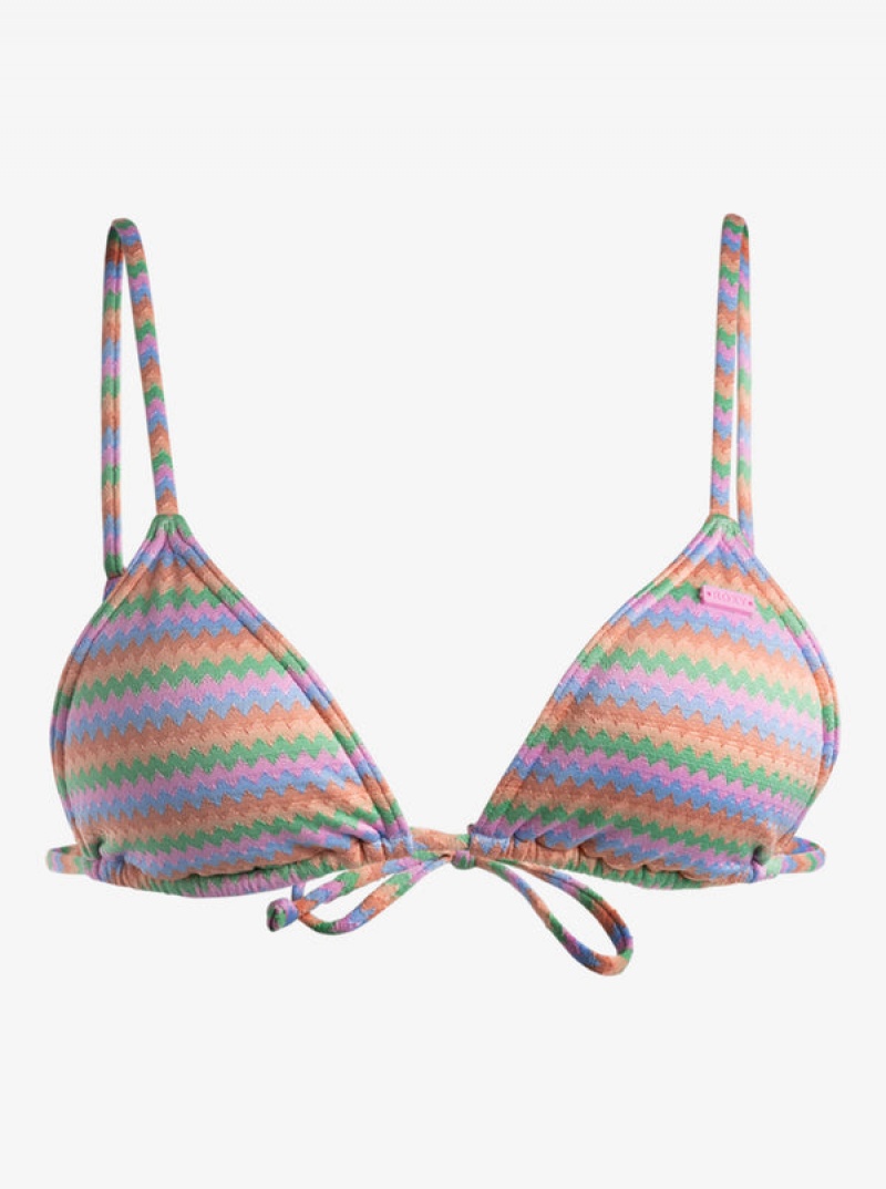 Roxy Wavy Stripe Mini Tiki Triangle Bikini Tops | 38206-ENCK